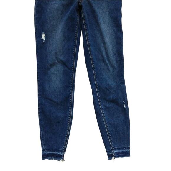 Spanx Distressed Ankle Skinny Jeans Size M Drop Raw Hem Slimming Stretch - Picture 4 of 7